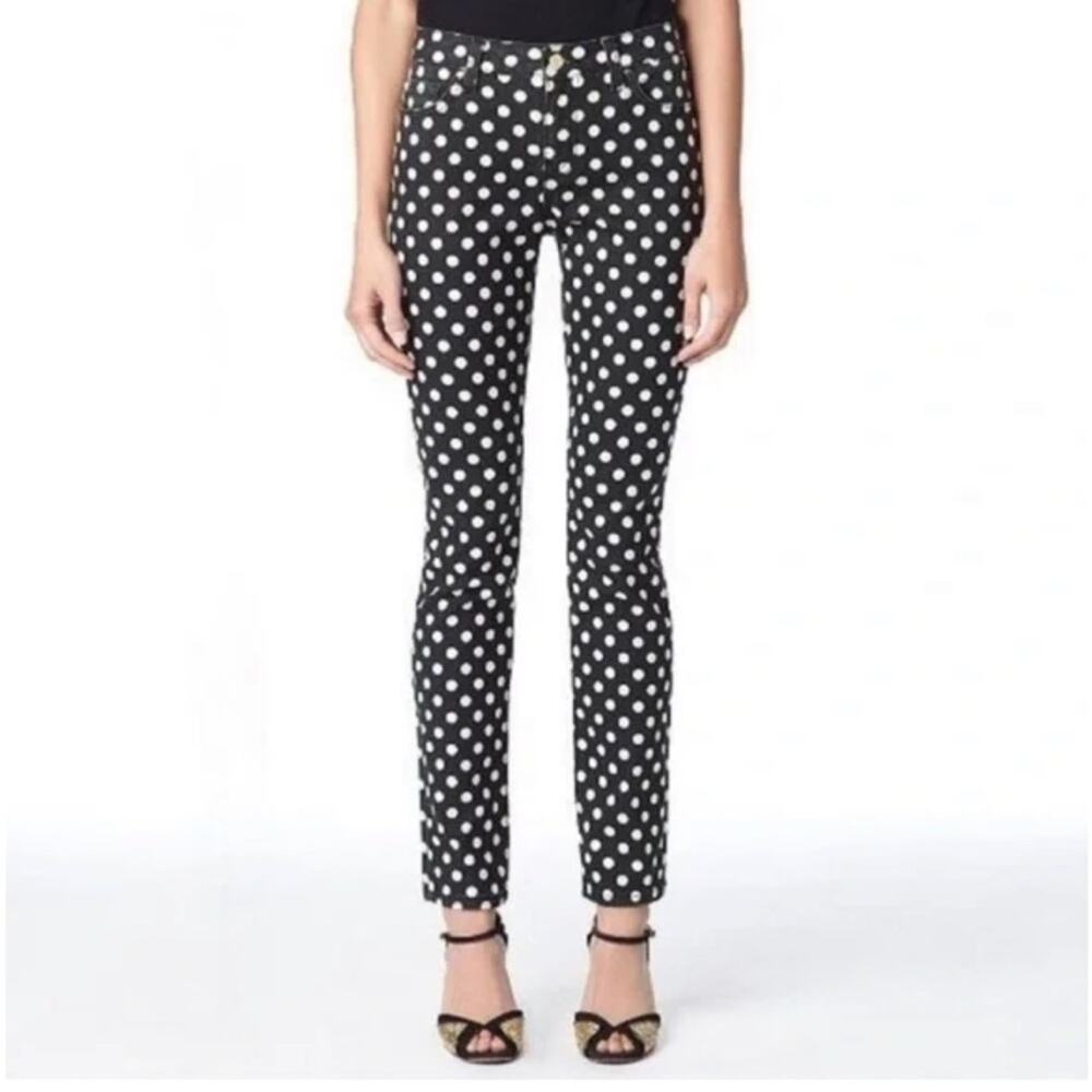 Kate Spade gray and beige polkadot Broome Street play hooky jeans size 27 B179